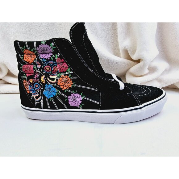 VANS Other - Vans Size 13 Men's GLOW IN THE DARK Dia De Muertos Floral Skull Hi Lace Sneakers